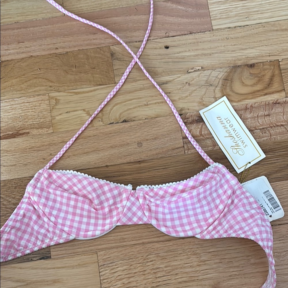 Shoshanna Pink Gingham underwire Bikini Top